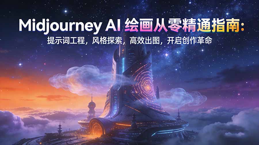Midjourney AI绘画从零精通指南：提示词工程，风格探索，高效出图，开启创作革命-资源后花园