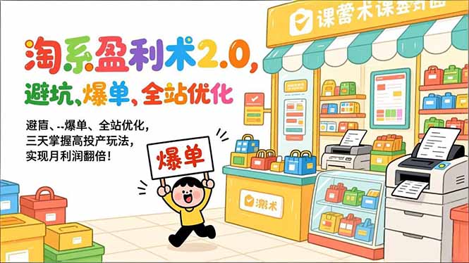 淘系盈利术2.0，避坑、爆单、全站优化，三天掌握高投产玩法，实现月利润翻倍！-资源后花园
