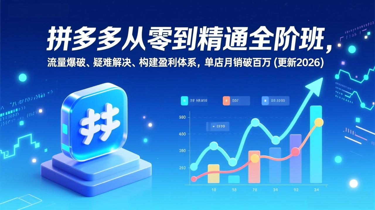 拼多多从零到精通全阶班，流量爆破、疑难解决，构建盈利体系，单店月销破百万(更新2026-资源后花园