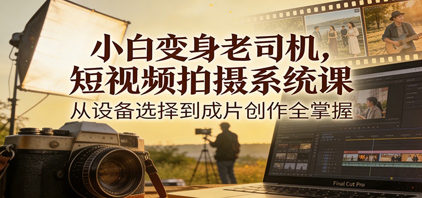 小白变身老司机，短视频拍摄系统课，从设备选择到成片创作全掌握-资源后花园