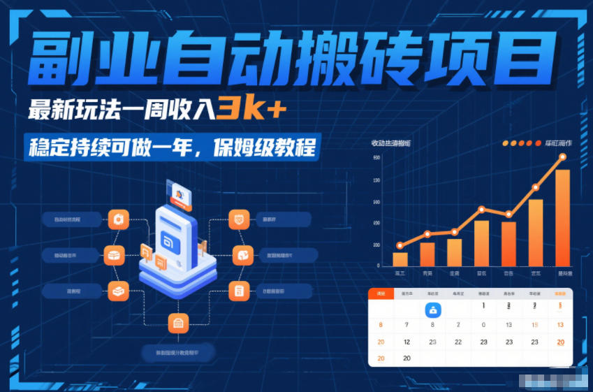 副业自动搬砖项目，最新玩法一周收入3k+，稳定持续可做一年，保姆级教程【揭秘】-资源后花园