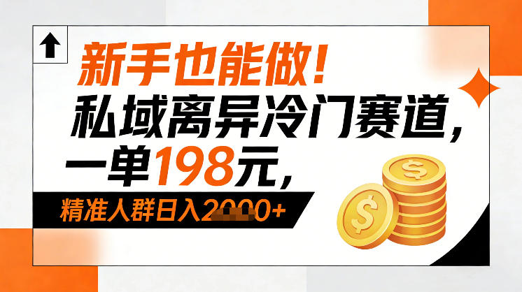 新手也能做！私域离异冷门赛道，一单198，精准人群日入1k+-资源后花园