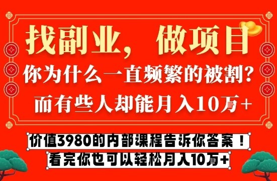 价值3980的网创内部课程，告诉你互联网创业月入10个W的秘密【揭秘】-资源后花园