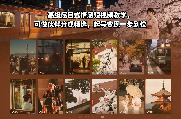 高级感日式情感短视频教学，可做伙伴分成精选，起号变现一步到位-资源后花园