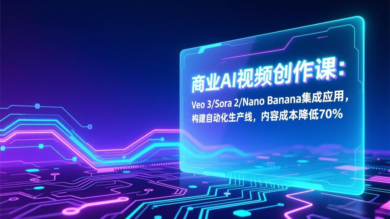 商业AI视频创作课：Veo 3/Sora 2/Nano Banana集成应用，构建自动化生产线，内容成本降低70%-资源后花园