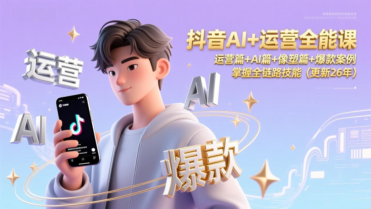 抖音AI+运营全能课，运营篇+AI篇+像塑篇+爆款案例，掌握全链路技能(更新26年-资源后花园