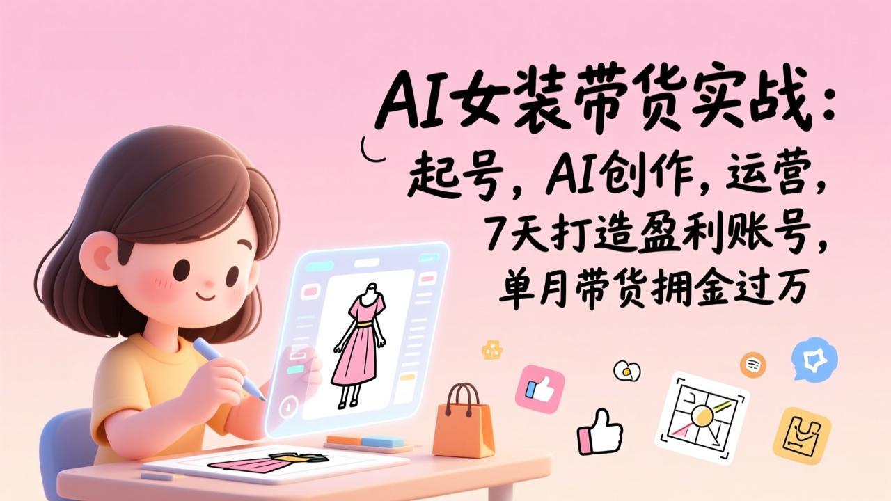 AI女装带货实战：起号，AI创作，运营，7天打造盈利账号，单月带货佣金过万-资源后花园