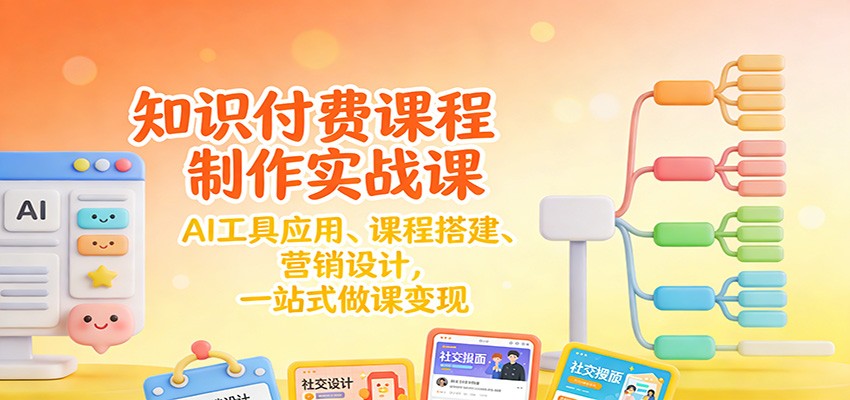知识付费课程制作实战课：AI工具应用 、课程搭建、营销设计，一站式做课变现-资源后花园