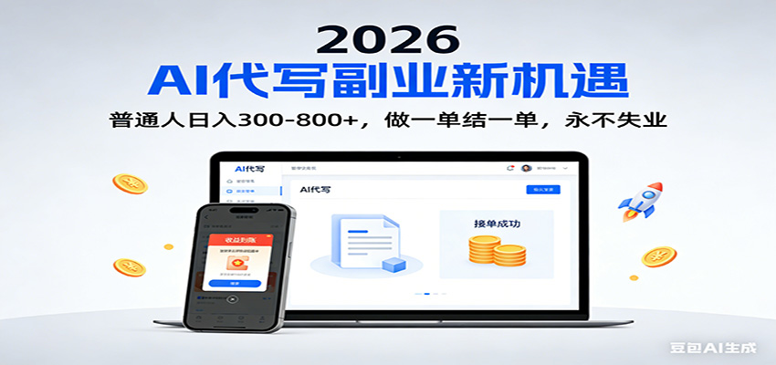 2026 副业首选！AI 代写日入 300-800，普通人0门槛，做一单结一单！-资源后花园