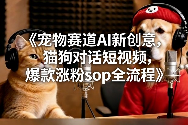 宠物赛道AI新创意，猫狗对话短视频，爆款涨粉sop全流程-资源后花园