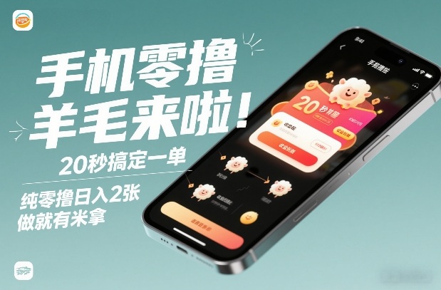 手机零撸薅羊毛来啦！20秒搞定一单，纯零撸日入2张，做就有米拿【揭秘】-资源后花园
