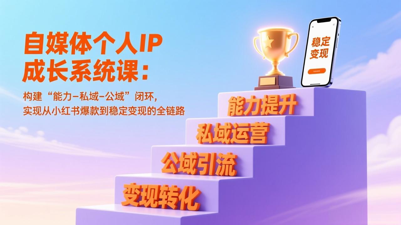 自媒体个人IP成长系统课：构建“能力-私域-公域”闭环，实现从小红书爆款到稳定变现的全链路-资源后花园