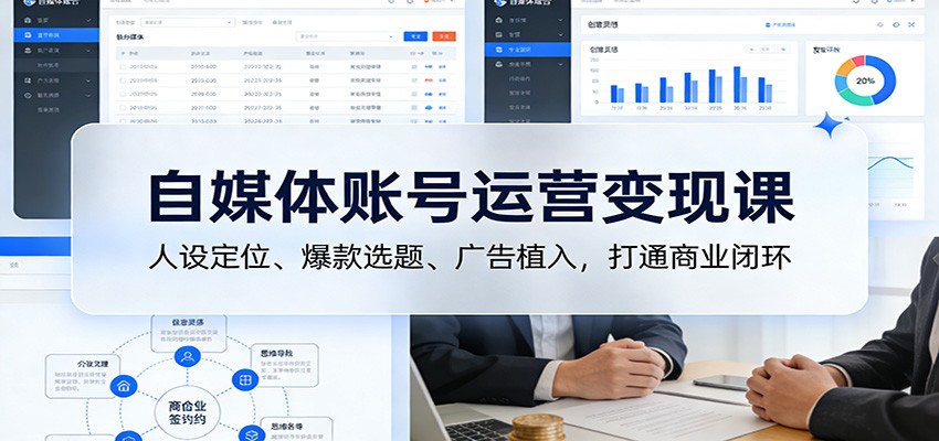 自媒体账号运营变现课：人设定位、爆款选题、广告植入，打通商业闭环-资源后花园