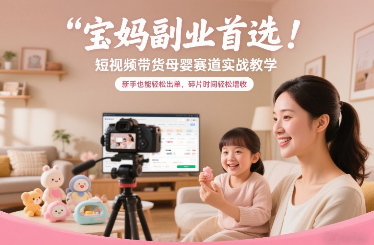 宝妈副业首选！短视频带货母婴赛道实战教学，新手也能轻松出单，碎片时间轻松增收-资源后花园