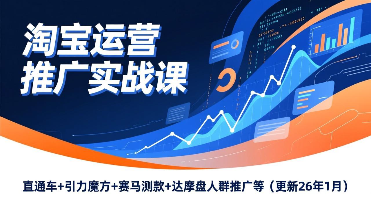 淘宝运营推广实战课，直通车+引力魔方+赛马测款+达摩盘人群推广等(更新26年1月-资源后花园