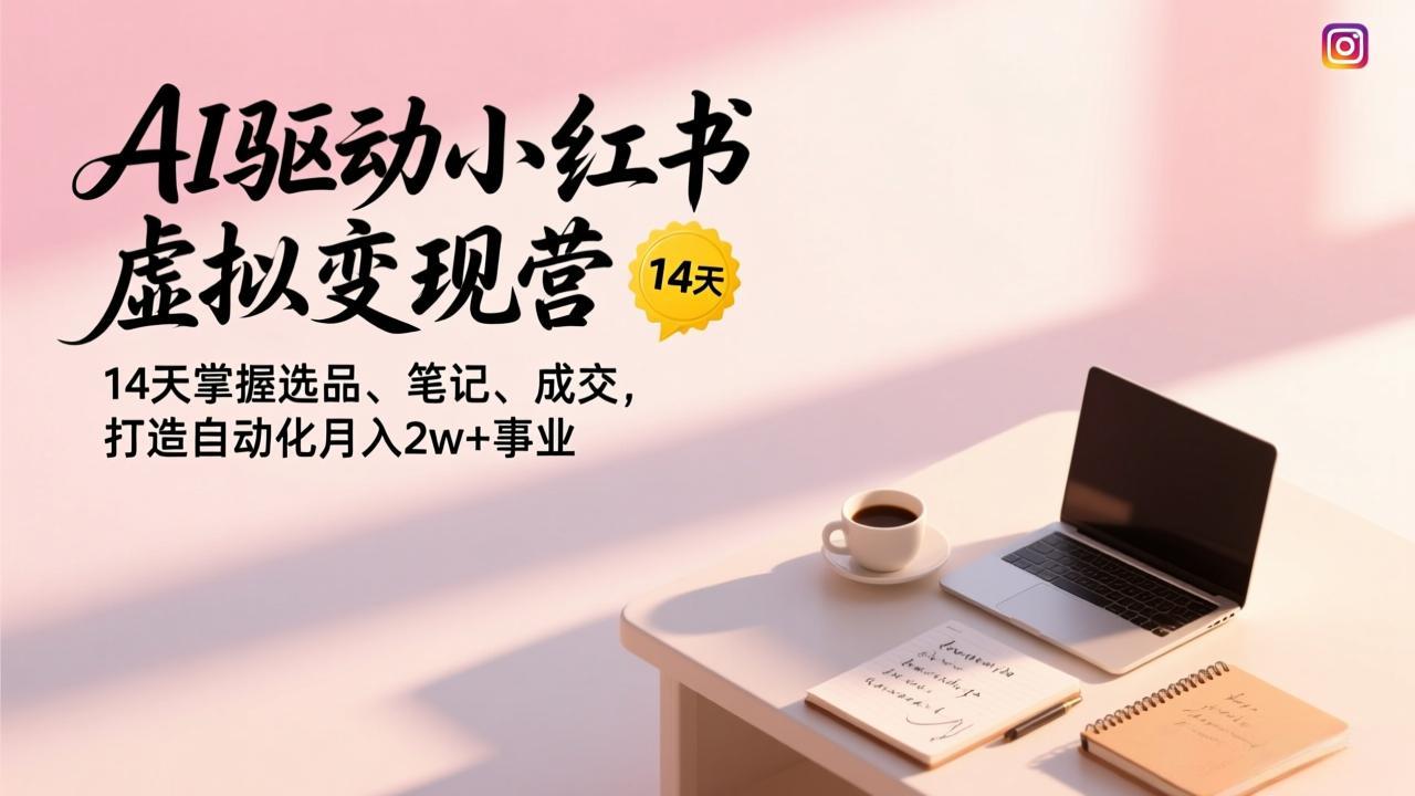 AI驱动小红书虚拟变现营，14天掌握选品、笔记、成交，打造自动化月入2w+事业-资源后花园