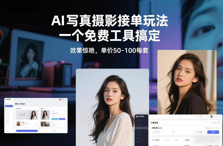 AI写真摄影接单玩法，一个免费工具搞定，效果惊艳，单价50-100每套-资源后花园