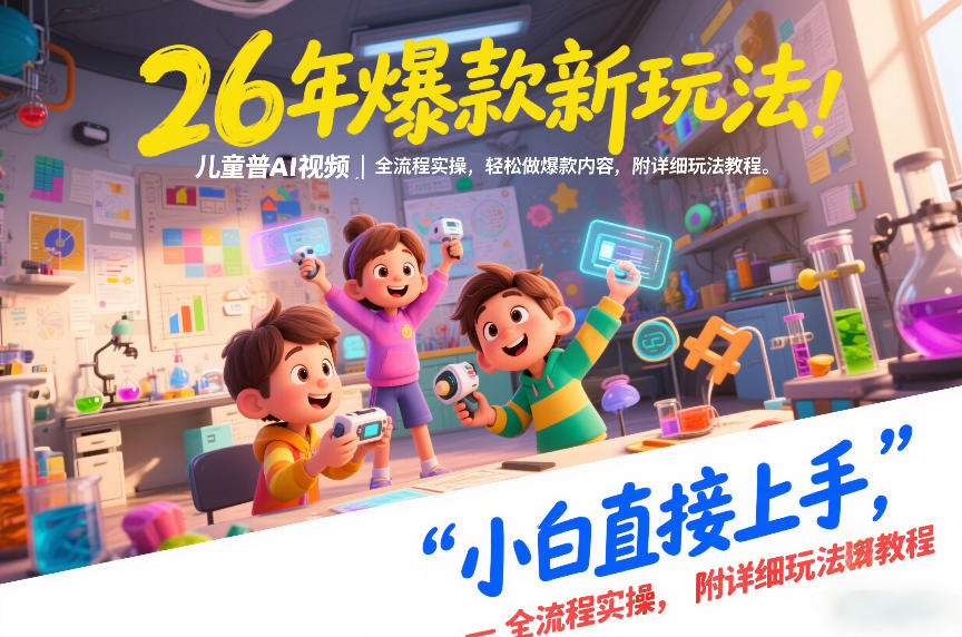 26年爆款新玩法，儿童科普AI视频，全流程实操，轻松做爆款内容，小白直接上手，附详细玩法教程-资源后花园