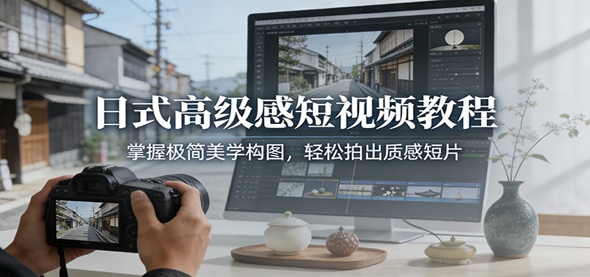 日式高级感短视频教程：掌握极简美学构图，轻松拍出质感短片-资源后花园