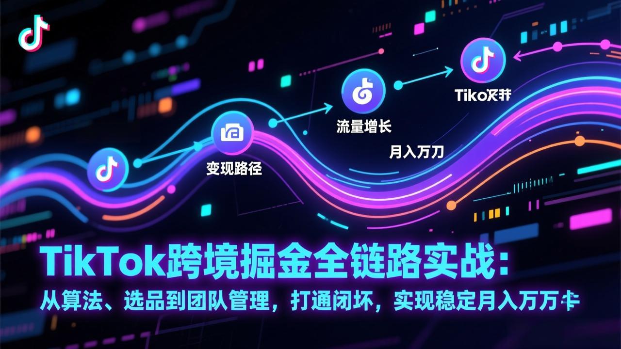 TikTok跨境掘金全链路实战：从算法、选品到团队管理，打通闭环，实现稳定月入万刀-资源后花园