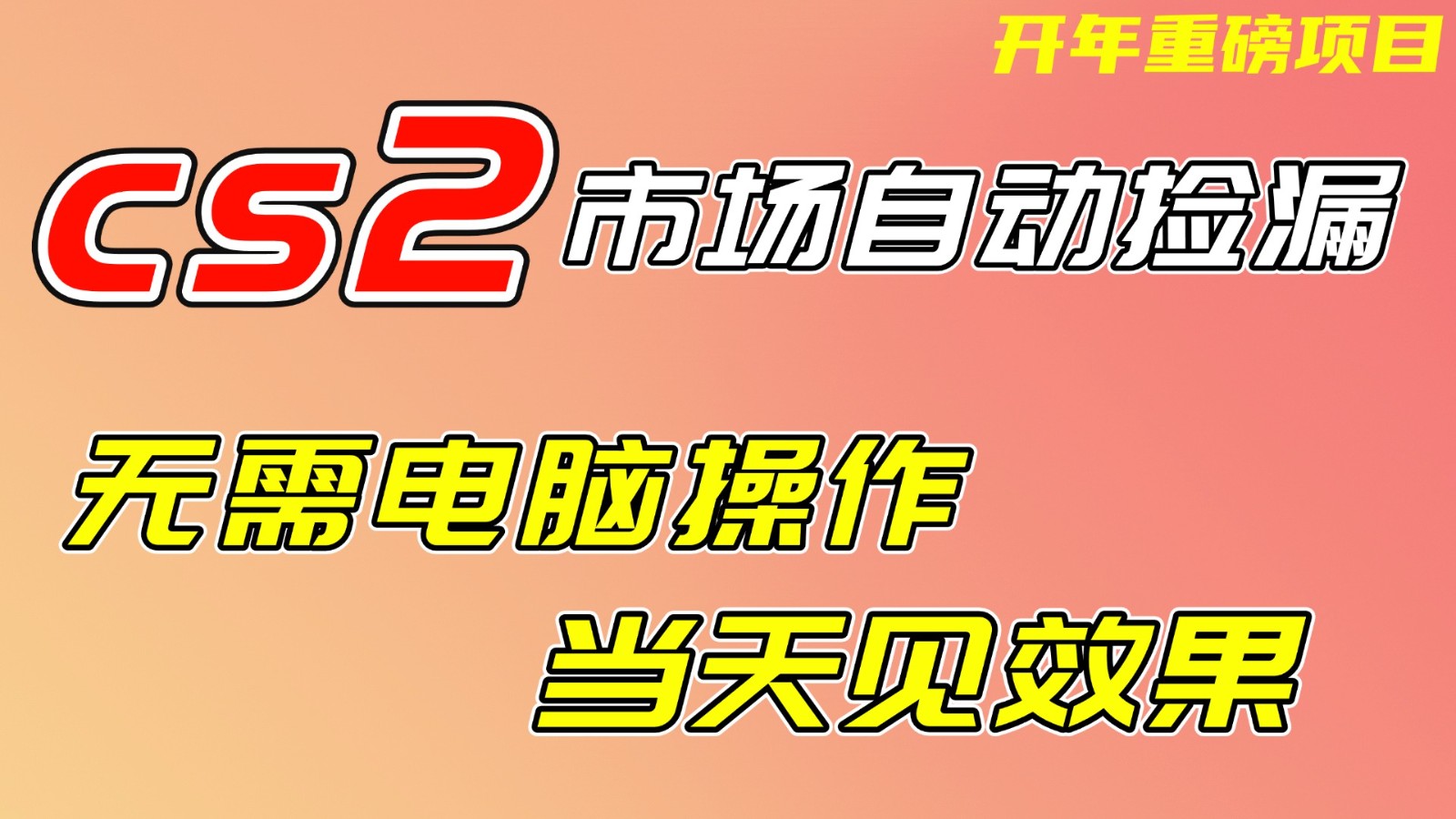 CS2市场挂机项，无需电脑操作，无需进入游戏，当天见效果，支持任何形式验证-资源后花园