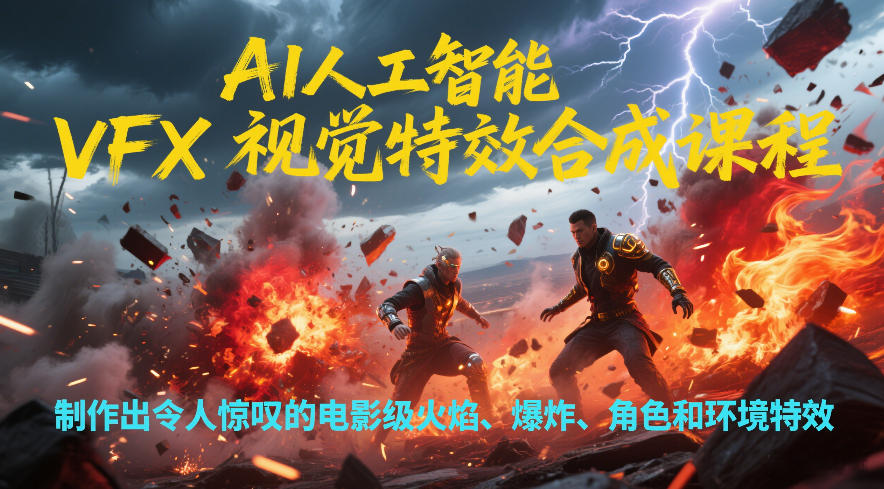 AI人工智能VFX视觉特效合成课程，制作出令人惊叹的电影级火焰、爆炸、角色和环境特效-资源后花园