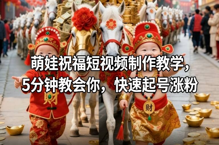 萌娃祝福短视频制作教学，5分钟教会你，快速起号涨粉-资源后花园