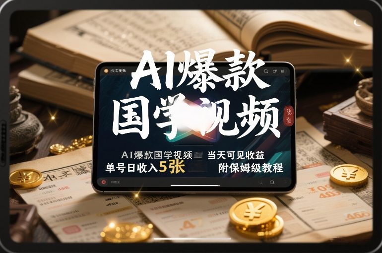 AI爆款国学视频，独家起号方法，小白直接上手，当天可见收益，单号日收入5张+附保姆级教程-资源后花园