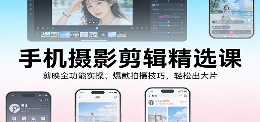 手机摄影剪辑精选课：剪映全功能实操、爆款拍摄技巧，轻松出大片-资源后花园