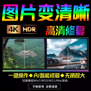 智能AI：图片相片模糊变清晰/高清修复无损放大/黑白上色彩色软件-资源后花园