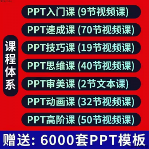 PPT视频教程幻灯制作动画演示文稿Office办公软件入门到高阶课程-资源后花园