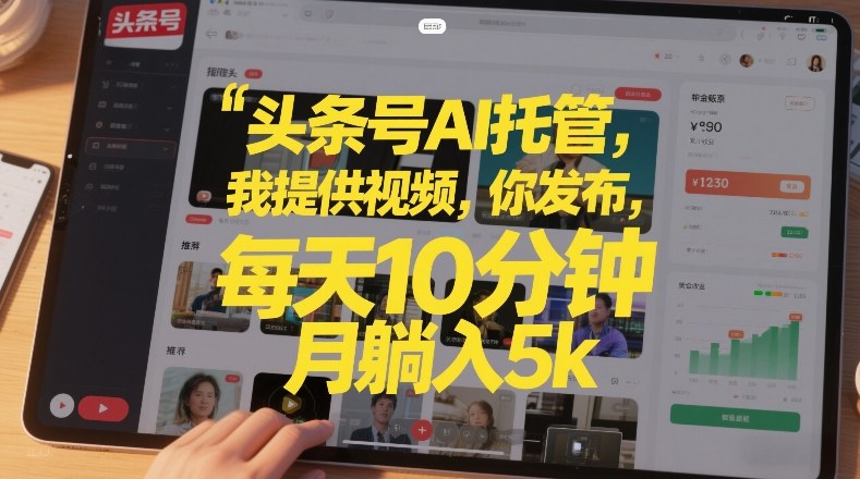 头条号AI托管，我提供视频，你发布，每天10分钟，月躺入5k+【揭秘】-资源后花园