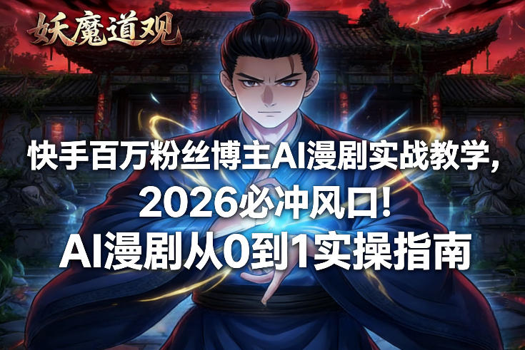 快手百万粉丝博主AI漫剧实战教学，2026必冲风口！AI漫剧从0到1实操指南-资源后花园