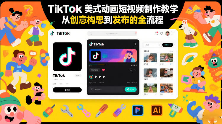 TikTok美式动画短视频制作教学，从创意构思到发布的全流程-资源后花园