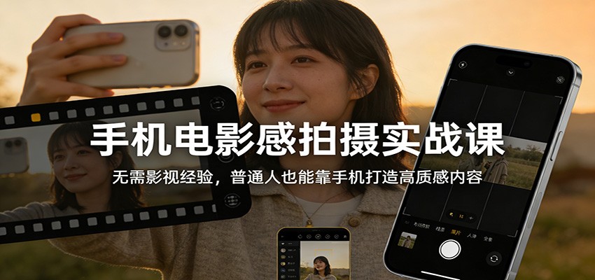 手机电影感拍摄实战课：无需影视经验，普通人也能靠手机打造高质感内容-资源后花园