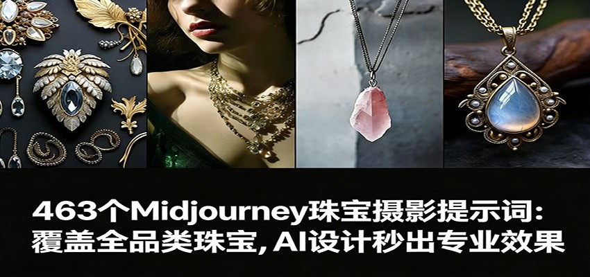 463个Midjourney珠宝摄影提示词：覆盖全品类珠宝，AI设计秒出专业效果-资源后花园