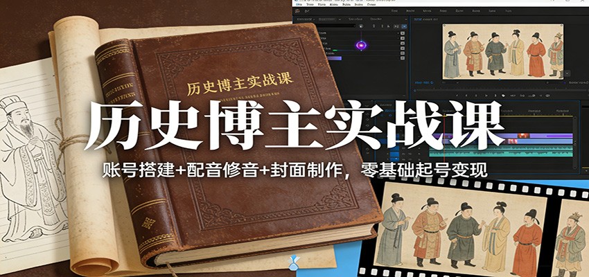 历史博主实战课：账号搭建+配音修音+封面制作，零基础起号变现-资源后花园
