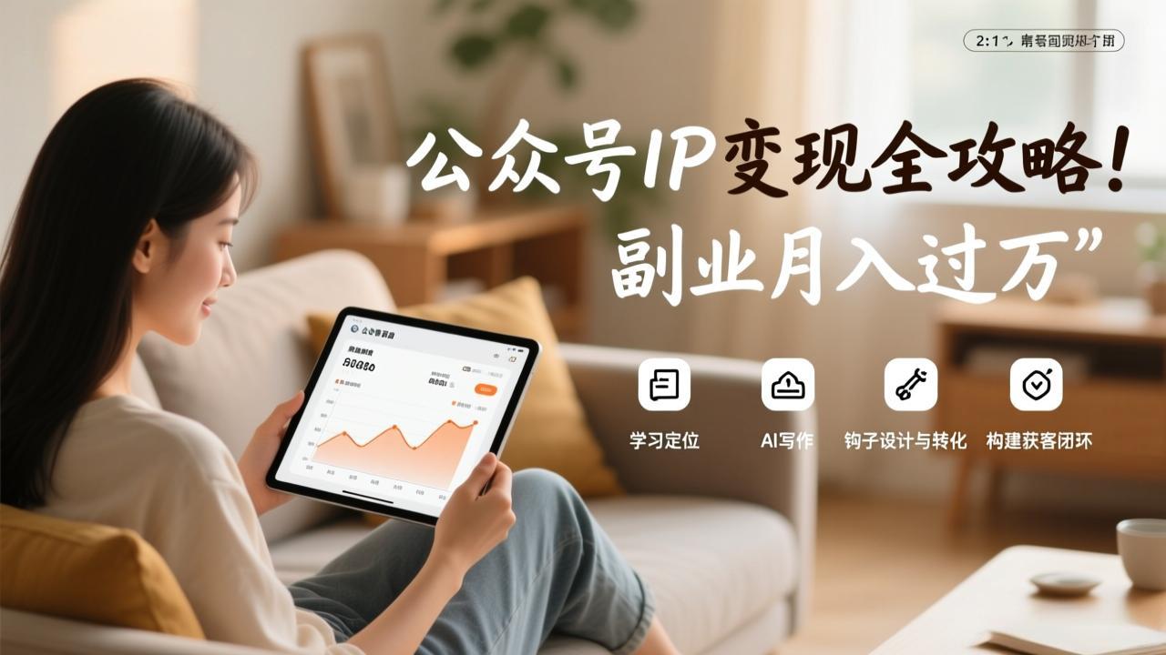 公众号IP变现全攻略，学习定位、AI写作、钩子设计与转化，构建获客闭环，副业月入过万-资源后花园