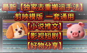 2025高级玩法剪映深度去重模版秒过原创搬运教程一人一套全新模版-资源后花园