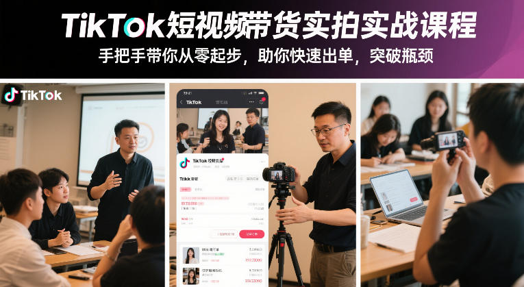 TikTok短视频带货实拍实战课程，手把手带你从零起步，助你快速出单，突破瓶颈-资源后花园
