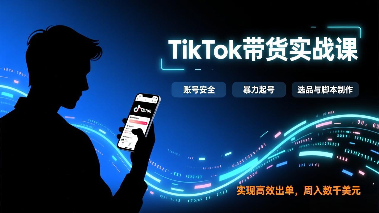 TikTok带货实战课，涵盖账号安全、暴力起号、选品与脚本制作，实现高效出单，周入数千美元-资源后花园