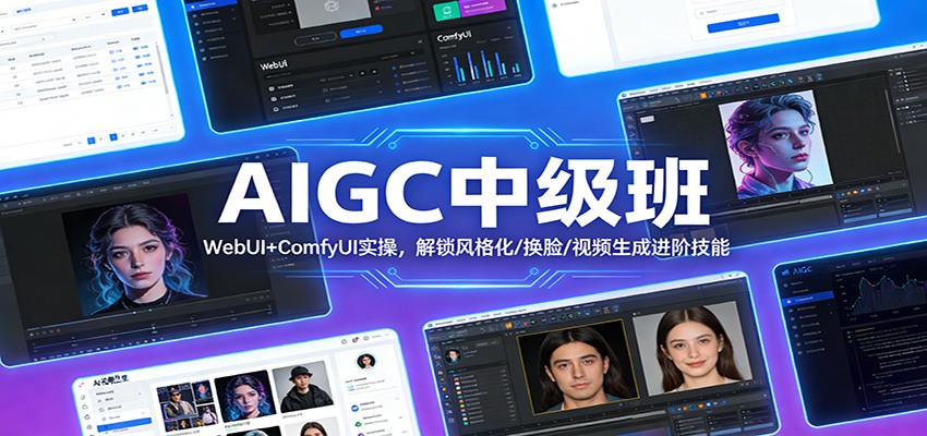 AIGC中级班：WebUI+ComfyUI实操，解锁风格化/换脸/视频生成进阶技能-资源后花园