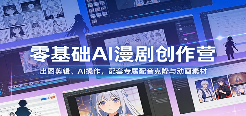 零基础AI漫剧创作营：出图剪辑、AI操作，配套专属配音克隆与动画素材-资源后花园