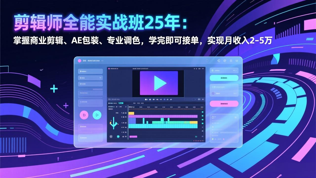 剪辑师全能实战班25年：掌握商业剪辑、AE包装、专业调色，学完即可接单，实现月收入2-5万-资源后花园
