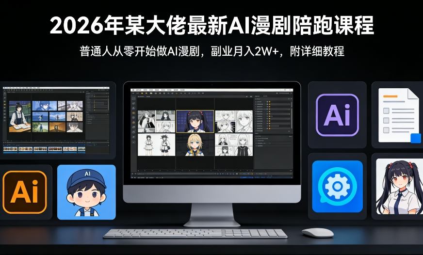 26年某大佬最新Ai漫剧陪跑课程，普通人从零开始做AI漫剧，副业月入2W+-资源后花园