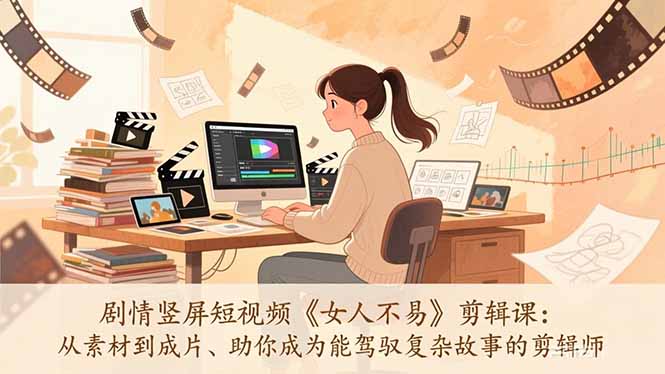 剧情竖屏短视频《女人不易》剪辑课：从素材到成片、助你成为能驾驭复杂故事的剪辑师-资源后花园