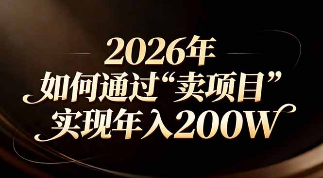 站在2026年的十字路口:一个普通人如何通过卖项目实现年入200万