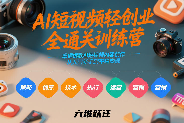 AI短视频轻创业全通关训练营，掌握爆款AI短视频内容创作，从入门新手到平稳变现的六维跃迁-资源后花园