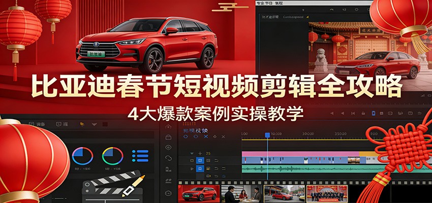 比亚迪春节短视频剪辑全攻略，4大爆款案例实操教学-资源后花园