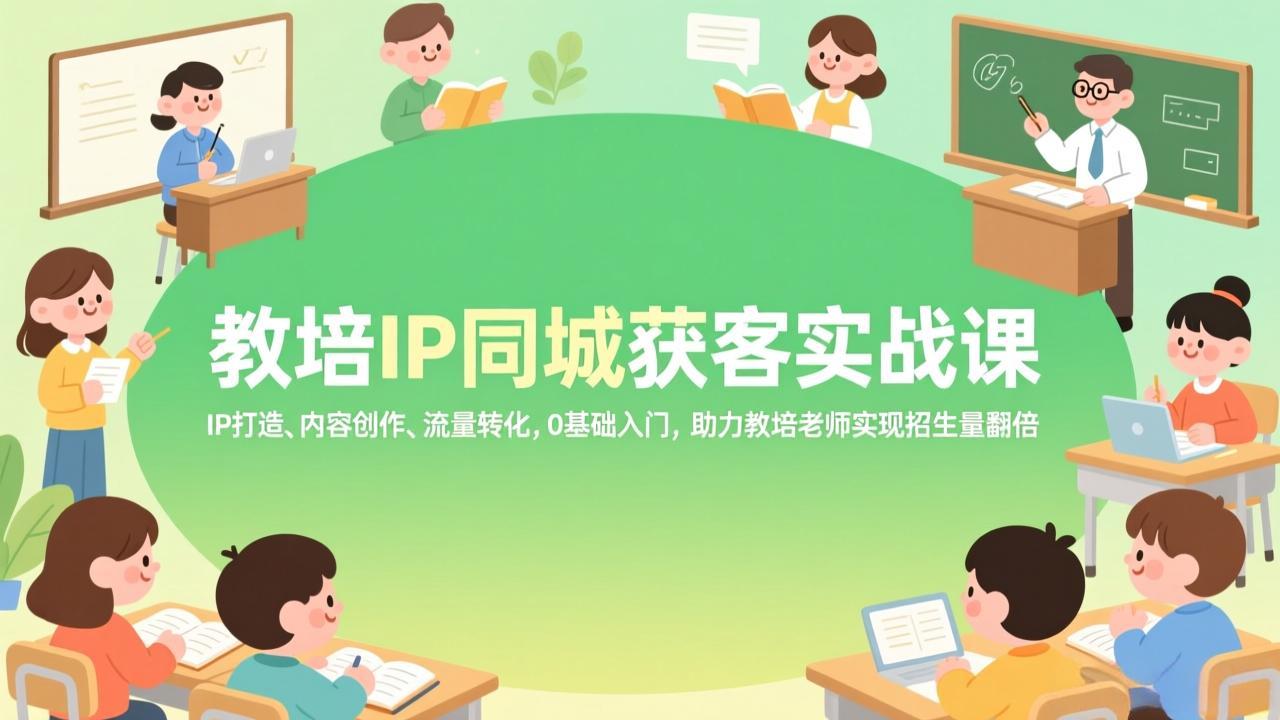教培IP同城获客实战课，IP打造、内容创作、流量转化，0基础入门，助力教培老师实现招生量翻倍-资源后花园